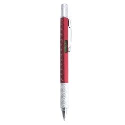 bolígrafo,destornillador, regla y nivel color rojo